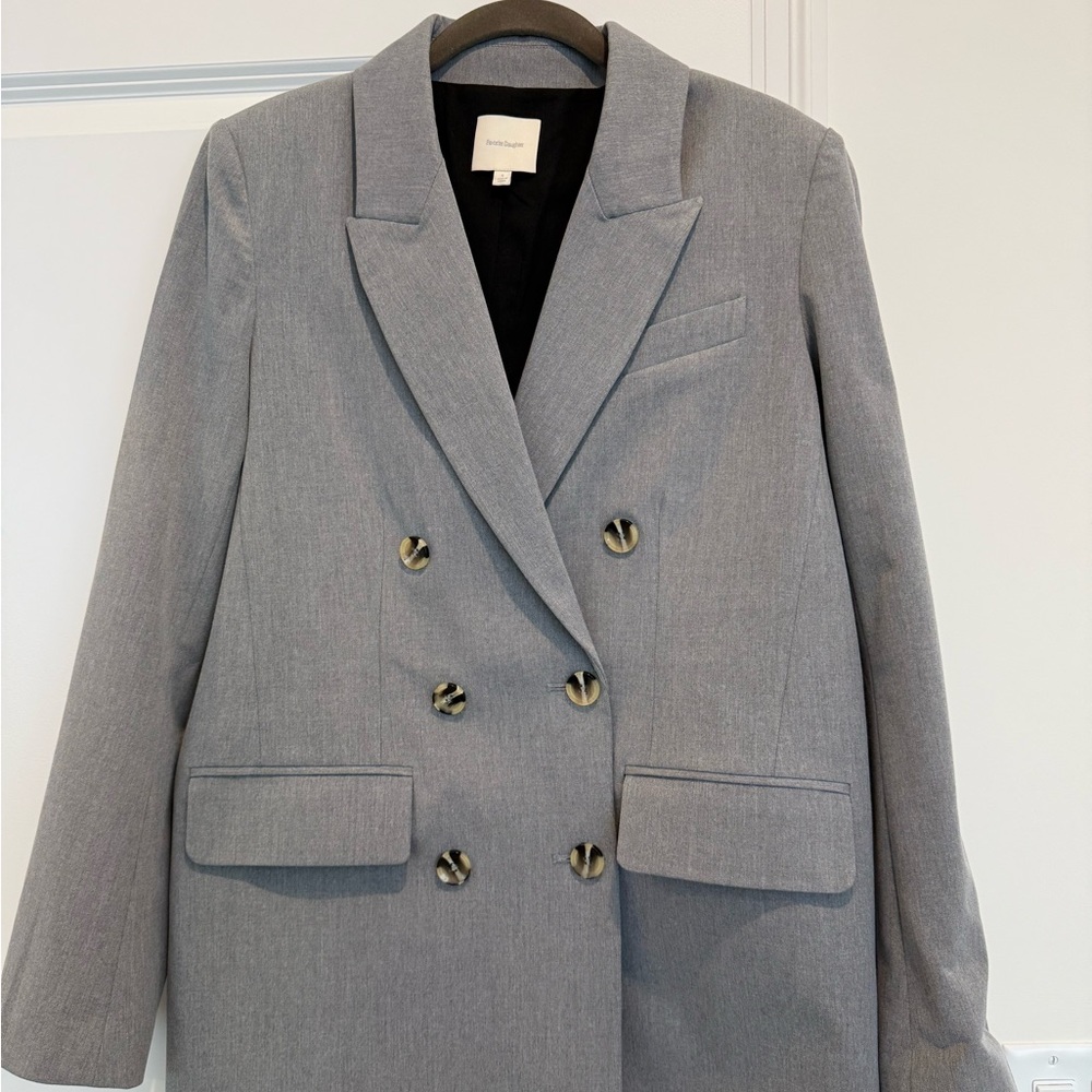 Favorite Daughter Gray Oversized Double-Breasted Women's Blazer Small